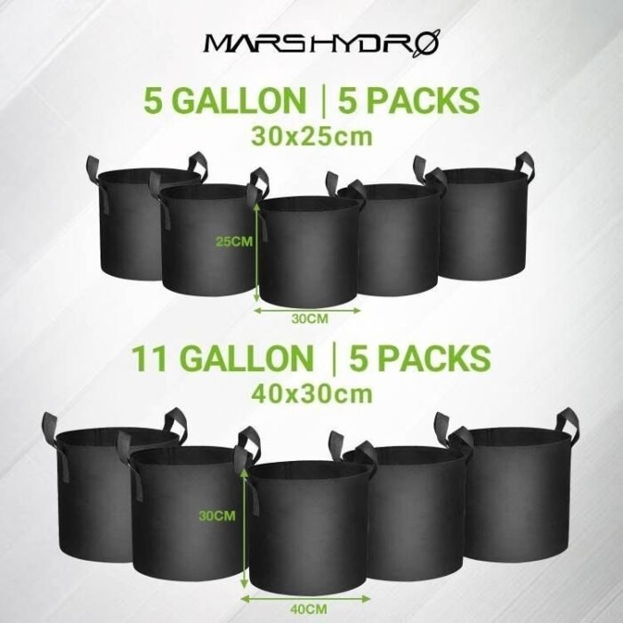 Mars Hydro 5-Pack 5 Gallon Fabric Plant Grow Bag