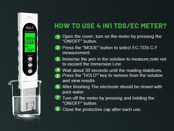 How to use 4in1 TDS/EC meter?